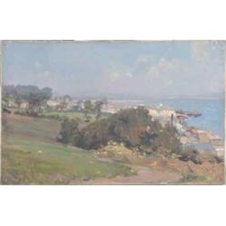 William Grant Murray unframed oil on canvas, View of Swansea, 12 x 20 ins....