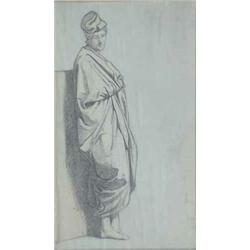 Attributed to Frederick George Cotman (1850-1920) charcoal, Classical figure study, 16 x 19.5 ins...