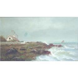John Shirley Fox oil on canvas, "Gantry Point, Port St Mary", Signed, 16 x 24 ins....