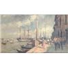 Image 1 : After P Sala oil on board, Harbour with figures on the dock, bears signature, 14 x 23 ins....