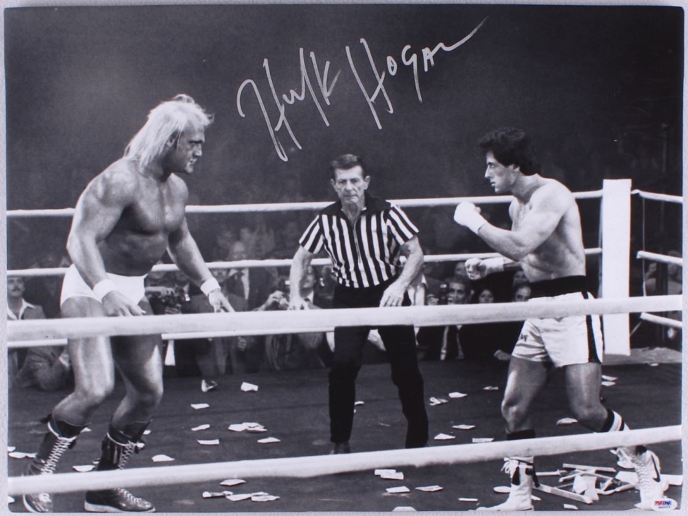hulk hogan signed rocky 18x24 canvas