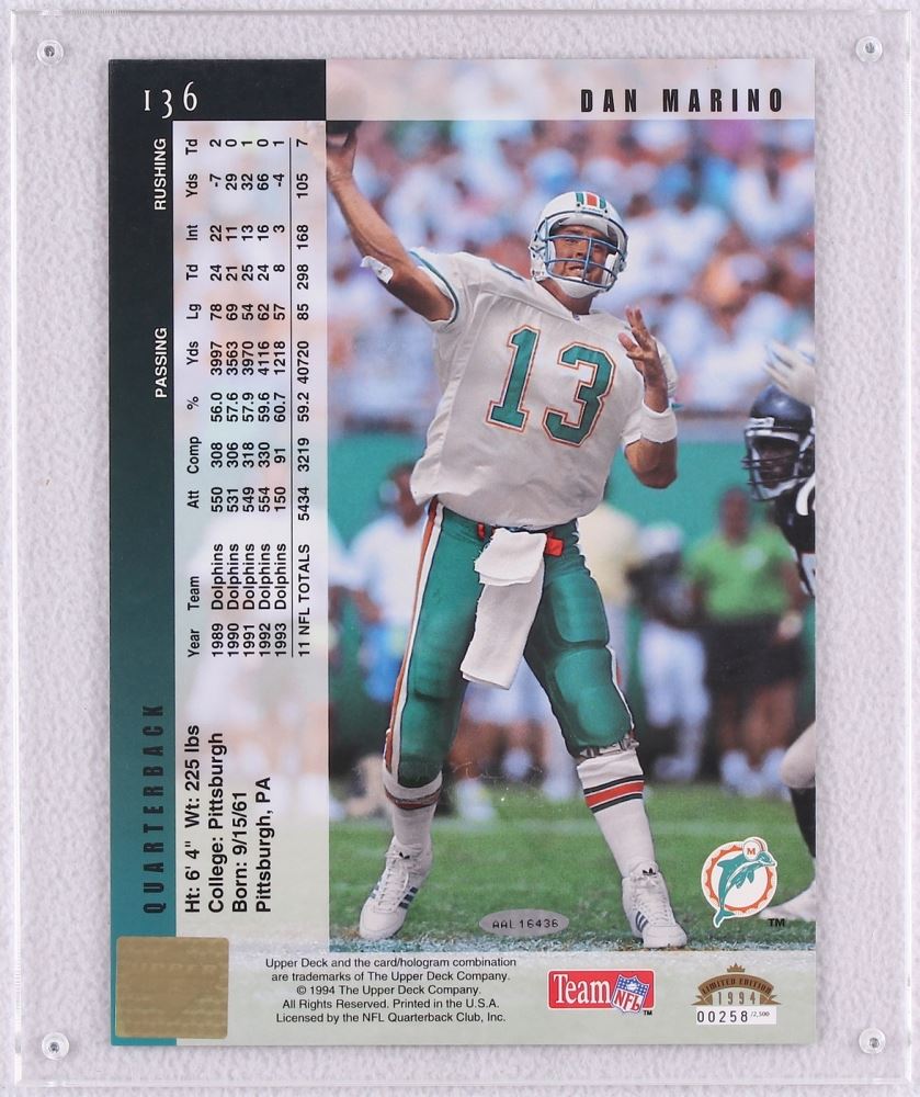 Dan Marino Signed Le 1994 Upper Deck Oversized Football Card Uda Coa