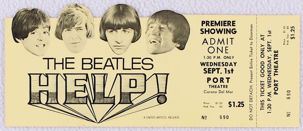 Authentic Unused Premier Showing Ticket to The Beatles 