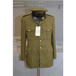 Vintage Olive Green "Lomond" Police Tunic & Hat [ hat missing the badges ] display on mannican