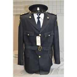 Vintage Deep Blue Coaldale Alberta RCMP Tunic w/shirt & tie, w/ buttons & badges, hat " Province of 