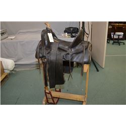 Antique Great West Saddlery Style Western Hi Back Saddle ( unmarked ) - w/ rawhide wrapped horn, c/w