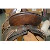 Image 2 : Universal 1902 Pattern Antique Saddle, numrahs good, c/w 2 bridles & wooden stand