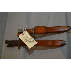 Lot of Two Antique Ross Bayonets w/scabbards [ one has stamping on wood & leather scabbard, the othe