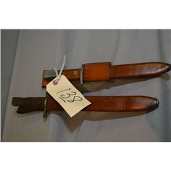 Lot of Two Antique Ross Bayonets w/scabbards [ one has stamping on wood & leather scabbard, the othe