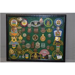 Large Framed Hanging Display : Collectable Badges & Flashes [ Park Warden, Alberta Goverment Service