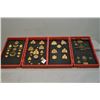 Image 2 : RCMP Display in red wooden fold out open display case : Over 50 Pieces : Vintage RCMP Insignias Badg