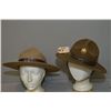 Image 1 : Lot of Two Items : Brown Wool Stetson Hat w/cap badge [ gilt eagle w/shield, "Hat, Service,Field" PQ