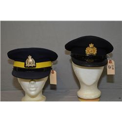 Lot of Two VIntage RCMP Hats [ One RCMP Transport GRC, Principal Cap Service Blue April 1965 Size 7 
