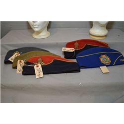 Lot of Five Vintage Military Wool Wedge Caps [ Medium Blue w/ Brass RAF Badge Hamiliton Uniform Cap 