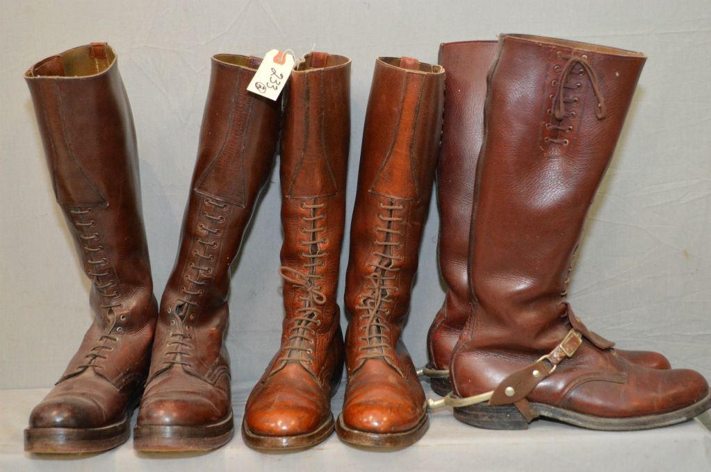 Rcmp Riding Boots Lot : Three Pairs of RCMP Leather Riding Boots [ one pair has spurs ...