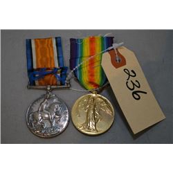 Lot of Two WW1 1914 - 1918 Soldier's Service Medals [ Pte. W.G. Perry 49988 North N.R. ]