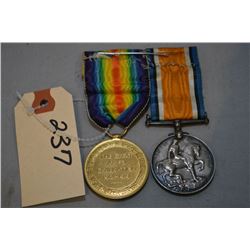 Lot of Two WWI 1914 - 1918 Soldier's Service Medals [ Pte W Edwards 3665 17 - LOND R