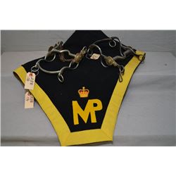 Lot : MP Navy & Gold Saddle Blanket - Ornate Infantry Mounted Officer's Horse Bit with gold toned in