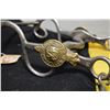 Image 2 : Lot : MP Navy & Gold Saddle Blanket - Ornate Infantry Mounted Officer's Horse Bit with gold toned in