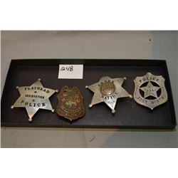 Tray Lot : Four Sheriff & Police Badges [ Police Fort Worth, Texas - Creek Police Nation - Flathead 