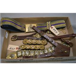 Tray Lot : RCMP Dress Uniform Belt [ rich gilt & purple w/Insignia ] - leather strap with large gilt