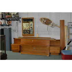 Teak Bed with attached side tables