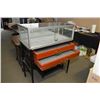 Image 1 : Metal Display Stand w/ glass sides, w/locking glass show case & two locking wooden show case drawers