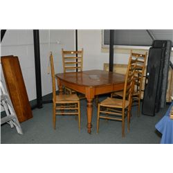 Ladder Back Pine Chairs with rush seats & Canadiana Table