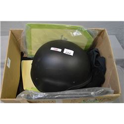 Box Lot : TACPROGEAR Black Helmet - Black Vest w/ APM TECTO Canada Shield - & access