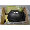Image 1 : Box Lot : TACPROGEAR Black Helmet - Black Vest w/ APM TECTO Canada Shield - & access