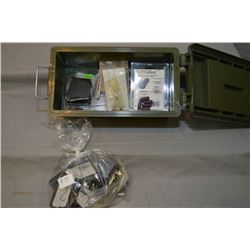 Green Plastic Box : Mossberg Model 152 Parts including bolt, sights, springs, asstd brass, .223 Snap