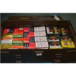 Large Brown Metal Military Ammo Box : Approx 15 Boxes Various .12 Shotshells - approx. 5 Plus Boxes 