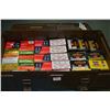 Image 1 : Large Brown Metal Military Ammo Box : Approx 15 Boxes Various .12 Shotshells - approx. 5 Plus Boxes 