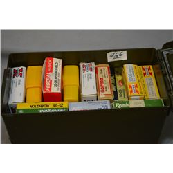 Small Green Metal Military Ammo Box : Approx Nine Boxes .30-06 Spg cal Ammo [ some reloads ] - 1 Box