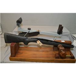 Lot of Three Items : Wooden Gun Vise w/ Right Handed rifle stock w/recoil pad - Bench Master Gun Res