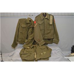Lot of Three Items : WWII Royal Canadian Army Service Corp Green Wool Uniform c/ tunic & pants, Corp