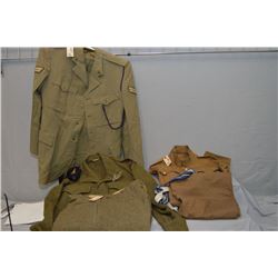 Lot of Five Items : Vintage RCMP Brown Jacket - 2 Pr Pants [ 1 brown, 1 green - Brown RCHA Tunic - W