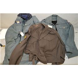 Lot of Three Items : RCMP Winter Jacket - RCMP Aux Fall Jacket - RCMP Brown Tunic