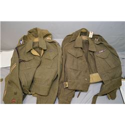 Lot of Four Items : WWII Green Wool Tunic " Canada RCCS" - WWII Green Wool Tunic " Canadian Armed Co