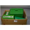 Image 1 : Box Lot : Over 70 .7 MM Reloads in plastic box - Over 55 rnds .243 Reloads plus brass in three conta