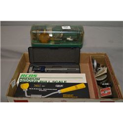 Tray Lot : 5 Items : RCBS Model 1010 Reloading Scale - RCBS Premium Trigger Pull Scale in orig box -