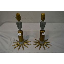 Lot : Two Trench Art Lamps [ made with 2  Mort & .303 shells around bases }