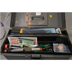 Grey Plastic Tool Box : Full of Reloading Equipment - Tools - Brushes - Funnels - Wheeler leveling k