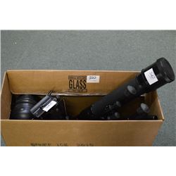 Box Lot : Bushnell 15 - 45 x 45 Spotting Scope w/tripod - Five Various Rifle Bipods - Set of Brownin