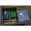 Image 1 : Box : Approx 450 Rnds of Reloaded Ammo [ various calibres ] - plus plastic container w/ .22 LR ammo