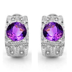 Natural Amethyst & Diamond 3.5 carats Earrings