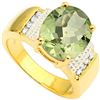 Image 1 : Natural Green Tea Amethyst & Diamond Ring 4.17 cts Ring