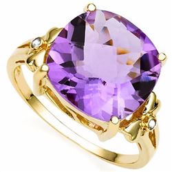 Natural Amethyst & Diamond 5.84 carats Ring