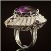 Image 3 : 14K Gold 27.00ct Amethyst, 0.08ct Ruby 1.70ct Diamond Ring