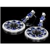 Image 2 : 14k Gold 16ct Sapphire 3.50ct Diamond Earrings